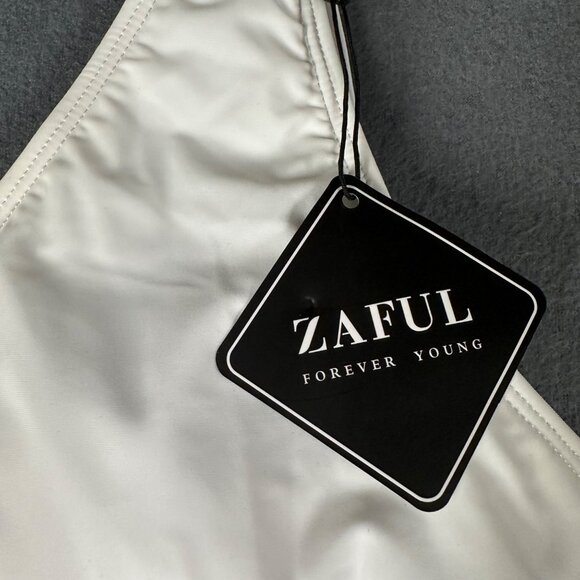 Zaful US 8-10 One Piece Swimdress Swimsuit Color Block V-Neck Wrap Tie Side NWT - Picture 4 of 13